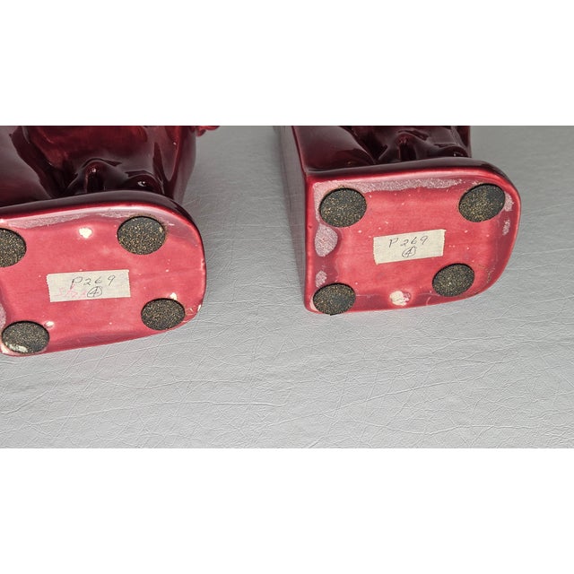 Vintage Royal Haeger Burgundy Ceramic Horse Head Bookend Planters — Pair For Sale In Miami - Image 6 of 18