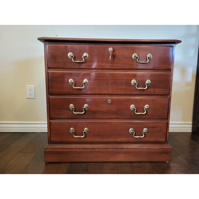 Ethan Allen Ethan Allen Two Locking Drawers Lateral File Cabinet Cherry Finish For Sale - Image 4 of 15