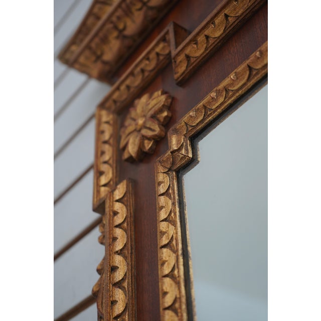 Georgian Style Mahogany Mirror W. Gold Highlights For Sale - Image 9 of 12