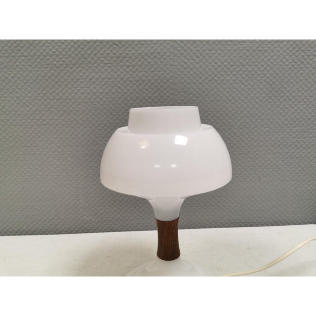 Plastic Table Lamp with Smoky Acrylic Shade and Rosewood Base by Bent Karlby for Ask Belysninger, 1971 For Sale - Image 7 of 14