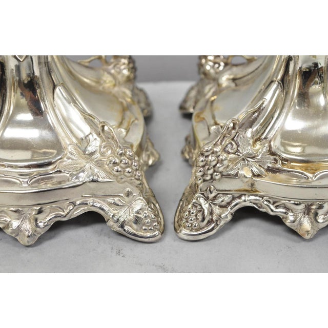Silver Antique Silver Plated Warsaw Imperial Russia 12" Candlestick Holders - A Pair For Sale - Image 8 of 16