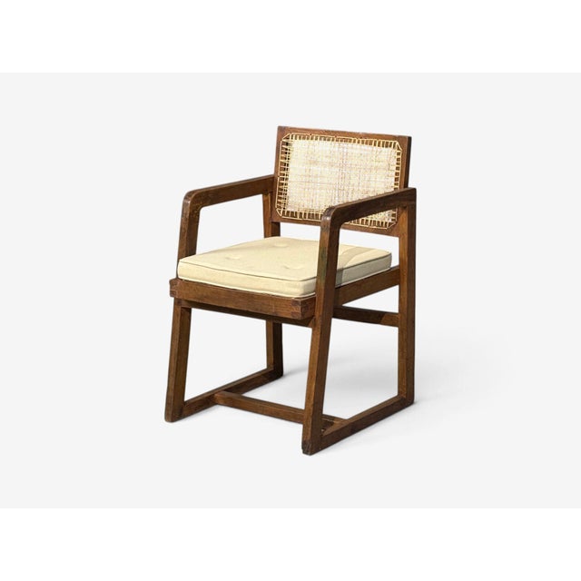 Pierre Jeanneret, 'Box' Armchair, Teak, Cane, Chandigarh, India, 1960s For Sale - Image 4 of 15
