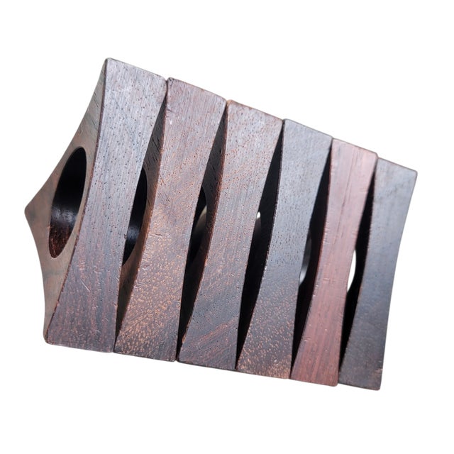 1960s Danish Modern Solid Rosewood Triangular Napkin Rings- Set of 6 For Sale - Image 11 of 16