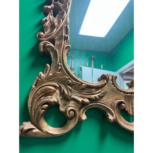 1970s 1970s Hand Carved Giltwood Large Mirror For Sale - Image 5 of 5