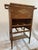 Antique Victorian Wicker Rattan Sewing Stand | Lift-Top Toile Lined, Two Drawers | Edwardian Work Table, 31in For Sale - Image 10 of 18
