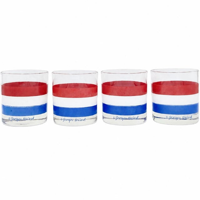 Vintage Set 4 Georges Briard Red White Blue Rocks Glasses July 4th Barware For Sale - Image 10 of 10