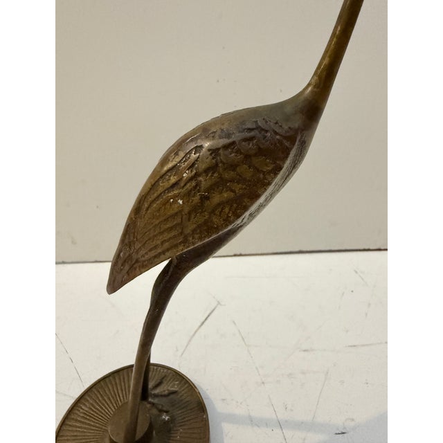 Vintage Korean Brass Crane Sculptures, Pair For Sale - Image 11 of 12