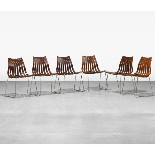 1960s Vintage Set of Six 'Scandia' Chairs, Hans Brattrud for Hove Mobler, Norway, 1957 For Sale - Image 5 of 5