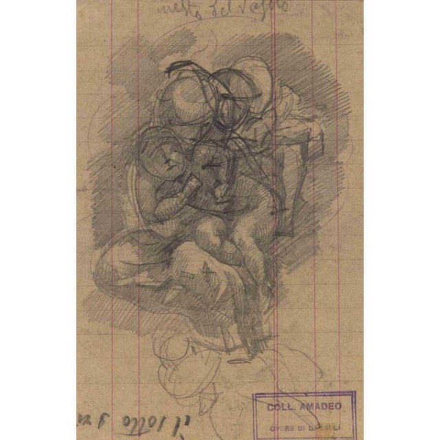 Luigi Galli, Cupids, 19th Century, Pencil on Paper For Sale - Image 3 of 3