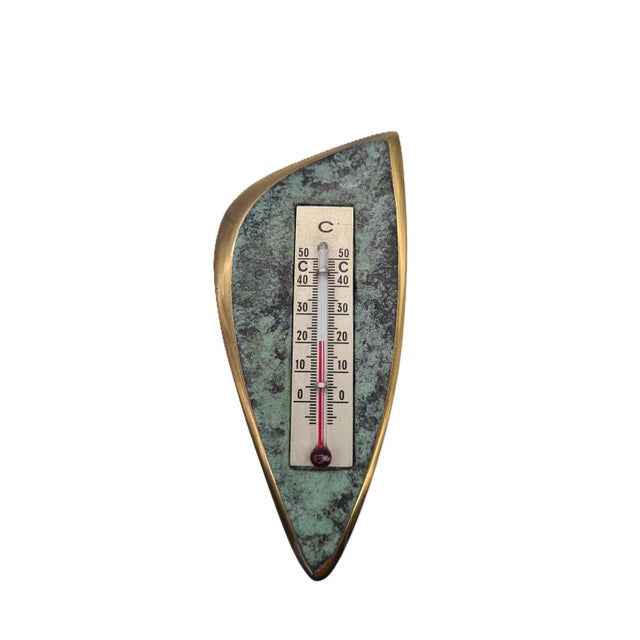 Black Vintage Wall Thermometer in Brass, 1960s For Sale - Image 8 of 8