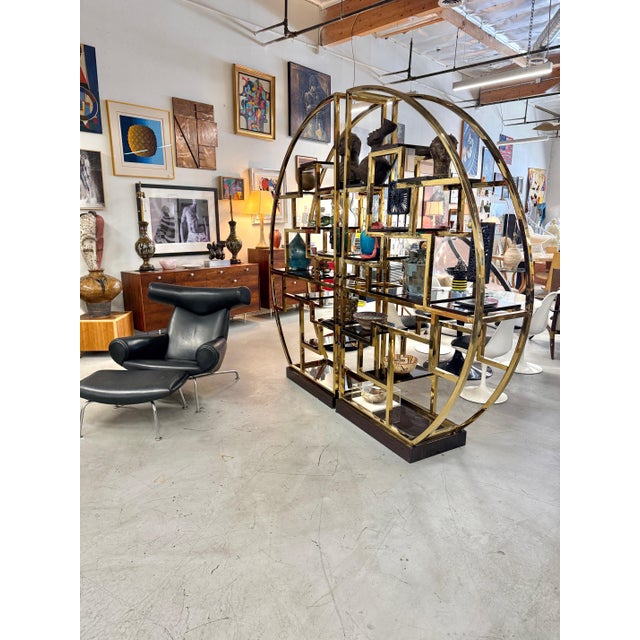 Custom Macassar Ebony and Brass Demi Lune Room Divider For Sale - Image 12 of 18