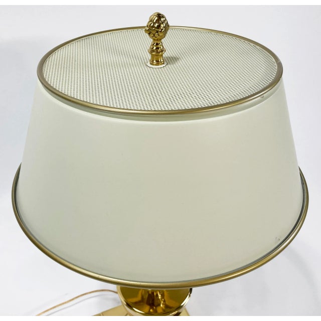 Vintage Bombay Brass Pineapple Table Lamp W Tole Shade For Sale - Image 12 of 13