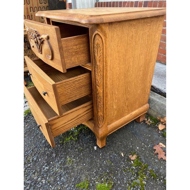Late 20th Century Oakwood Interiors Co Pair Oak Style Carved