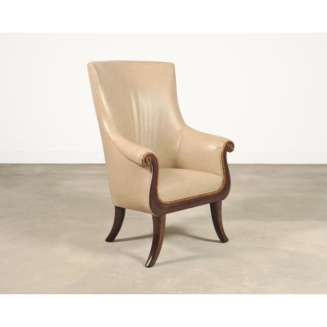 Camel Rose Tarlow Faringale Leather Wing Chair and Ottoman For Sale - Image 8 of 18