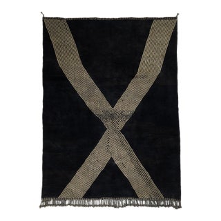 Bold X-Design Hand-Knotted Moroccan Wool Rug | 13'5" X 10'0" | One of a Kind For Sale