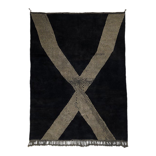 Bold X-Design Hand-Knotted Moroccan Wool Rug | 13'5" X 10'0" | One of a Kind For Sale