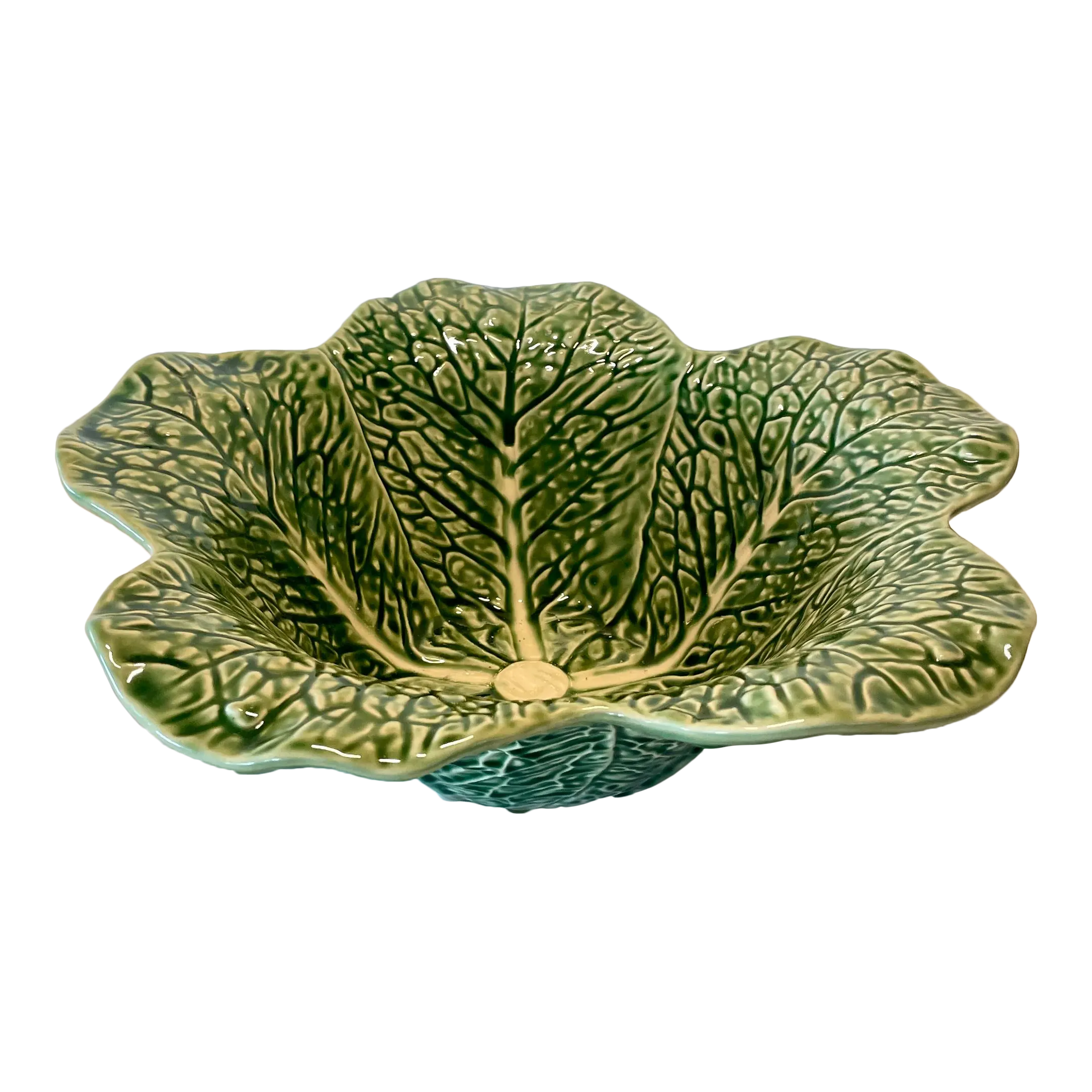 Vintage Portuguese Bordallo Pinheiro Cabbage Ware Deep Serving  display picture 1