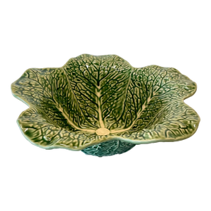 Vintage Portuguese Bordallo Pinheiro Cabbage Ware Deep Serving Bowl