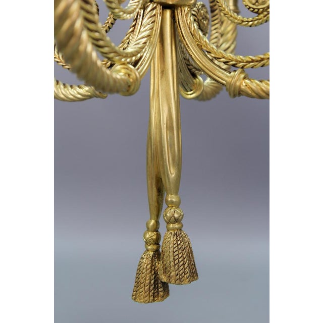Louis XVI French Bronze Ribbon and Tassel Four-Light Chandelier, 1910s For Sale - Image 9 of 18