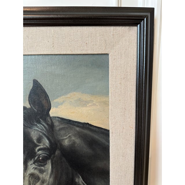 Black Vintage Equestrian Horse Portrait Oil Painting by James Slick - Framed For Sale - Image 8 of 16