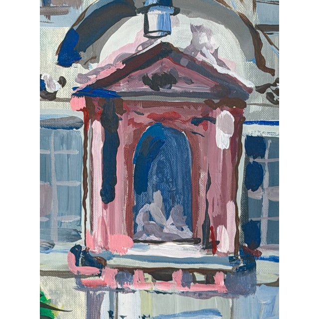 Mediterranean Vintage Mediterranean Architectural Oil Painting, Signed Ferrero For Sale - Image 3 of 7