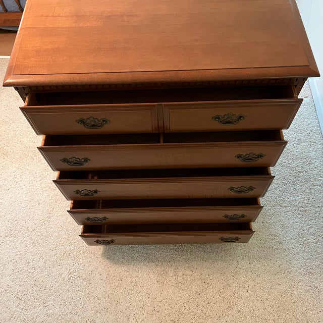 1960s Vintage Bassett Chimney Corners Tall 6 Drawer Dresser with PineappleMotif Hardware Chairish