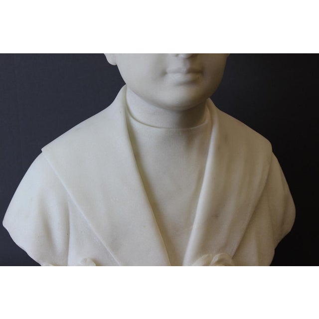 Bust of Young Man, 1931, Carrara Marble For Sale - Image 4 of 14