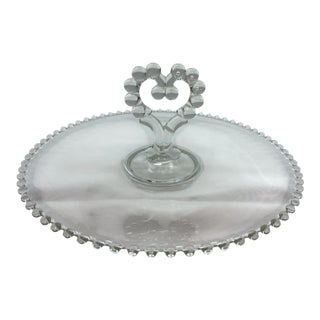 Mid 20th Century Imperial Glass Candlewick Heart Pastry Tray For Sale