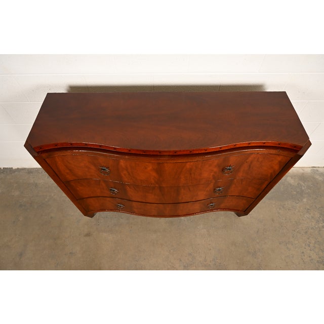 Baker Furniture French Regency Flame Mahogany Serpentine Front Chest of Drawers For Sale - Image 14 of 16