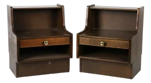 Pair of Danish Oak Nightstands With Drawer and Open Shelf, Circa 1970s
