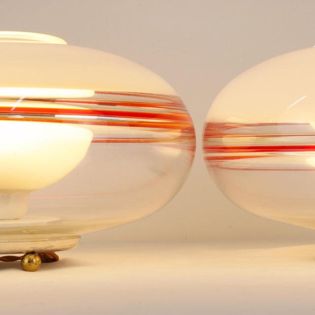 Red Table Lamps in Layered and Shaded Murano Glass from Leucos, Italy, 1970s, Set of 2 For Sale - Image 8 of 13
