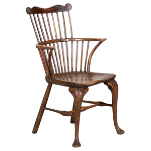 English George III Oak and Elm Comb Back Chair, 1820