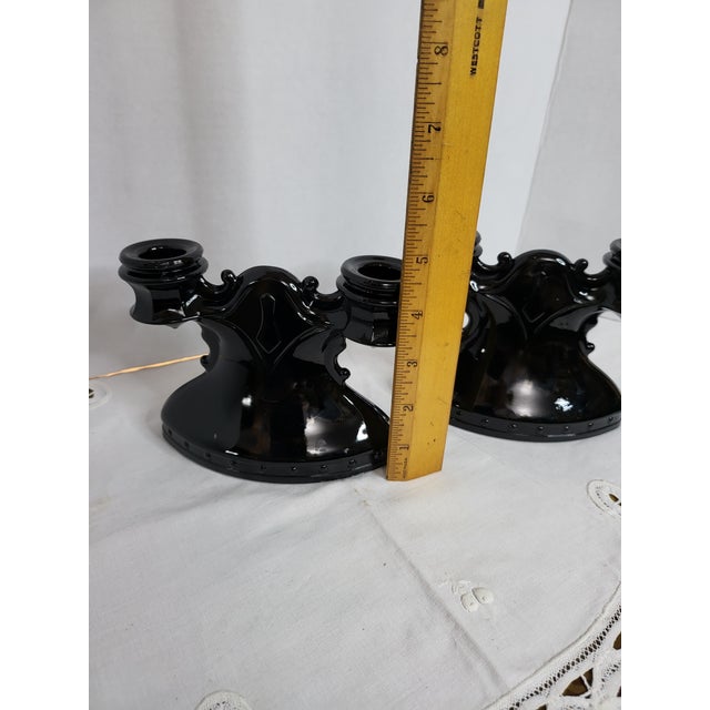 Vintage lL.E. Smith Art Glass Double Candleholders For Sale - Image 4 of 6