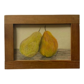 Framed Original Colored Pencil “Pair of Pears” For Sale