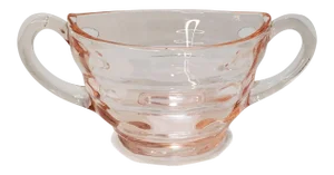 1928 Paden City Pink Party Line Glass Open Sugar