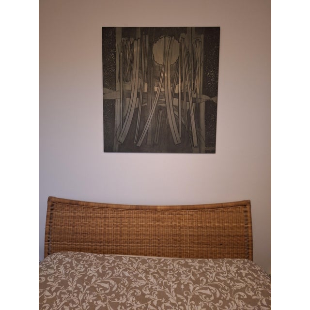 Mid-Century Modern Vintage Double Bed in Iron and Wicker, 1980s For Sale - Image 3 of 9