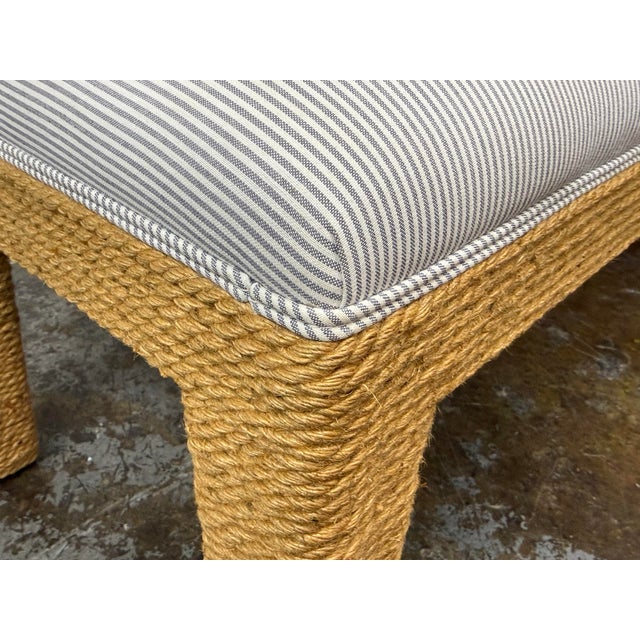 Coastal Rope Wrapped Upholstered Bench For Sale In San Francisco - Image 6 of 12