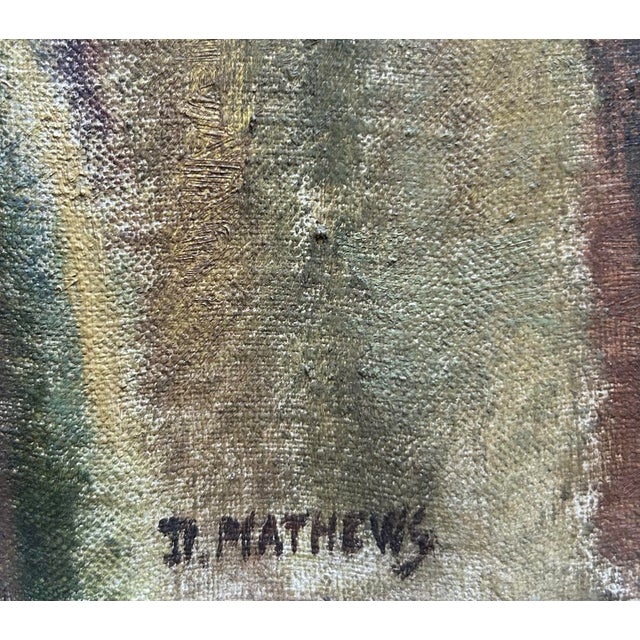Vintage Original Oil Painting on Canvas Portrait of a Woman Signed Mathews For Sale - Image 4 of 7