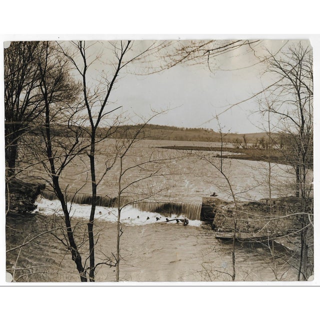 1934 Nassau Lake, NY black & white photograph of the dam / weir. Inscribed on the back "The angler's paradise at Nassau...