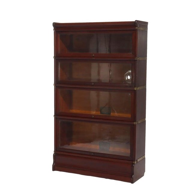 1920s Antique Globe Wernicke Arts & Crafts Mahogany 4-Stack Barrister Bookcase Circa 1920 For Sale - Image 5 of 9
