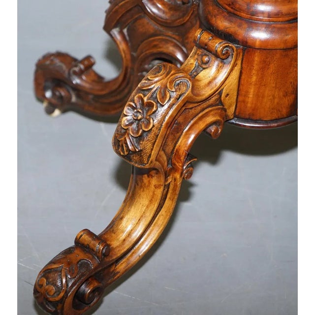 Early Victorian Walnut Side Table with Ornately Carved Base & Legs For Sale - Image 13 of 18