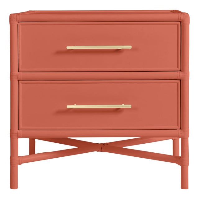 David Francis Furniture for Chairish Verona Two-Drawer Nightstand, Baked Terra Cotta For Sale