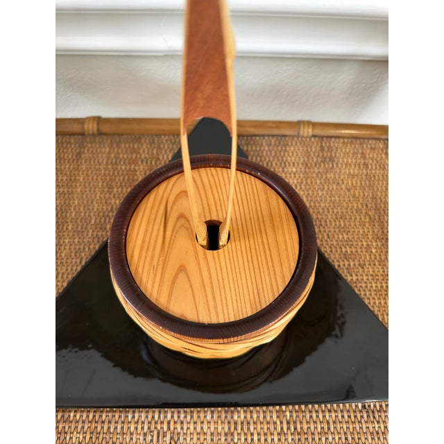 Vintage Mid-Century Rattan, Bamboo & Pine Ice, Nut or Candy Bucket With Tongs-Made in Japan For Sale - Image 14 of 18