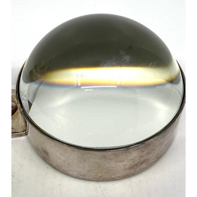Silver 1960’s Hermes Paris Silver Plated Horse Equestrian Magnifying Paperweight W/Box For Sale - Image 8 of 14