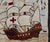 Measures: 2'4 x 2'11 Pictorial Antique American Hooked Rug with Knights Templar Ship at the Sea. Antique American hooked...
