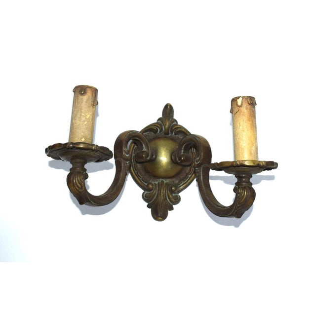 Baroque Bronze Wall Lamps, 1890s, Set of 2 For Sale - Image 3 of 10