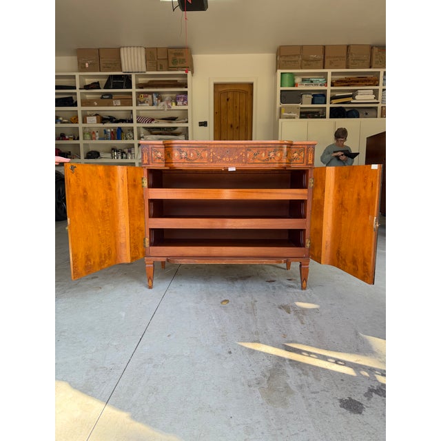 Late 19th Century 19th Century Hand-Painted Satin Wood Antique Satinwood Cabinet For Sale - Image 5 of 12