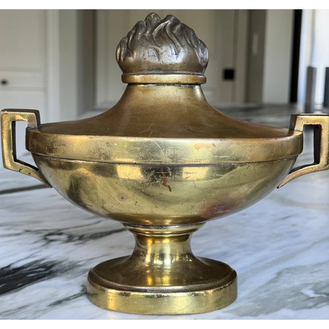 Early 20th Century Antique Brass Gas Lantern Motif Cassoulete / Finial For Sale - Image 5 of 10