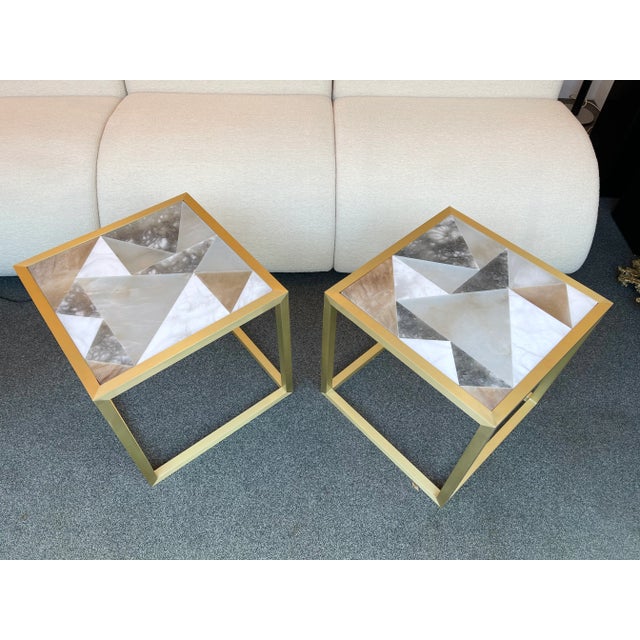 Antonio Cagianelli Contemporary Brass Cube Tables - a Pair For Sale - Image 6 of 13