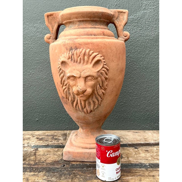 Vintage Terracotta Lion’s Head Urn For Sale - Image 9 of 12